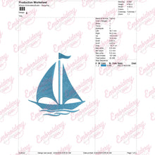 Blue Sailing Boat Embroidery Design