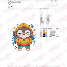 Cute Penguin Wearing A Hoodie Embroidery Design