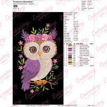 Cute Owl Girl On Branch Machine Embroidery