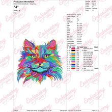 Colorful Splashes Cat Embroidery Design