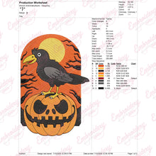 Halloween Raven and Pumpkin Embroidery Design