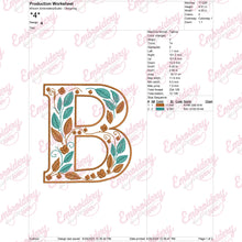 Floral Alphabet Letter B Embroidery Design