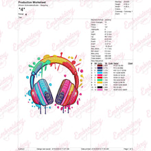 Colorful Headphones Embroidery Design
