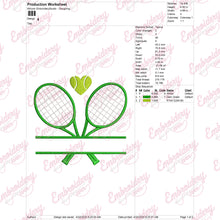 Tennis Split Name Frame Embroidery Design