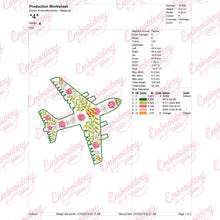 Floral Airplane Embroidery Design