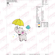 Cute Elephant With Umbrella Embroidery Design