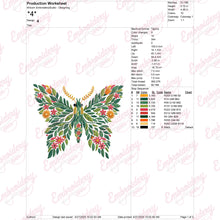 Colorful Botanical Moth Embroidery Design