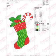 Candy Cane Christmas Stocking Embroidery Design