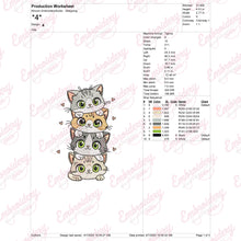 Cute Cartoon Cat Pile Embroidery Design