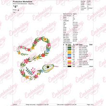 Floral Snake Embroidery Design