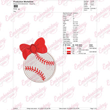 Baseball Bow Embroidery Design