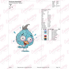 Crazy Fluffy Blue Bird Embroidery Design