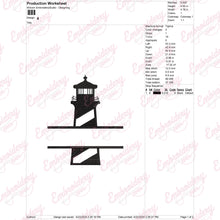 Lighthouse Split Name Frame Embroidery Design