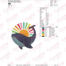 Whale Sunset Machine Embroidery Design