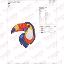 Colorfull Toucan Head Embroidery Design