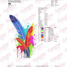 Colorful Three Feathers Embroidery Design