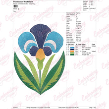 Iris Bloom Embroidery Design