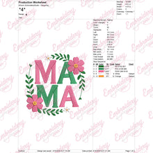 Floral Frame Mama Embroidery Design