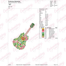 Floral Guitar Embroidery Design
