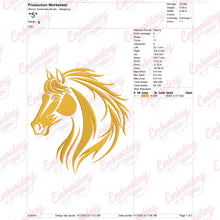 Golden Horse Head Embroidery Design