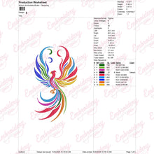 Rainbow Phoenix Embroidery Design