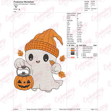 Halloween Ghost Holding Pumpkin Embroidery Design