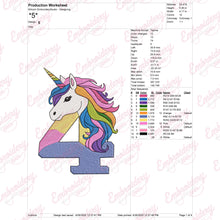 Unicorn Number 4th Birthday Embroidery Design