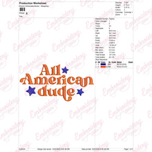 All American Dude Embroidery Design