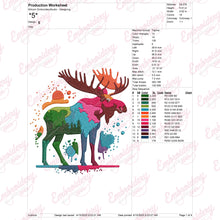 Colorful Moose Embroidery Design