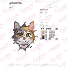 Funny Cat Cracked Wall Embroidery Design
