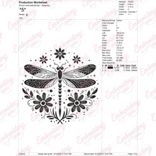 Floral Dragonfly Embroidery Design