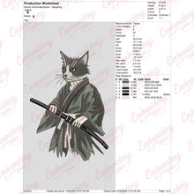 Funny Samurai Cat Embroidery Design