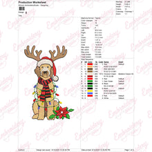 Christmas Goldendoodle With Antlers Embroidery Design