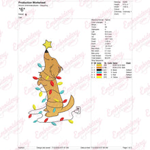 Lighting Dog Christmas Tree Embroidery Design