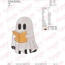 Halloween Ghost Reading A Book Embroidery Design