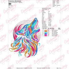Colorful And Stylized Wolf Embroidery Design