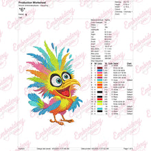 Crazy Bird Colorful Cartoon Style Embroidery Design