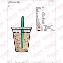 Iced Coffee Embroidery Design