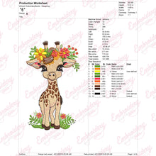 Floral Giraffe Embroidery Design