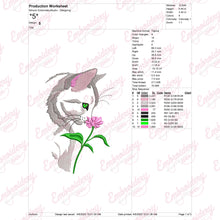Cat Sniffing Flower Embroidery Design