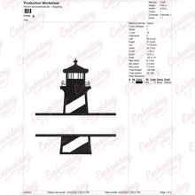 Lighthouse Split Name Frame Embroidery Design