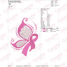 Pink Ribbon Butterfly Embroidery Machine File