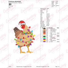 Christmas Chicken With Lights Embroidery Design