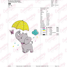 Elephant Umbrella Embroidery Design