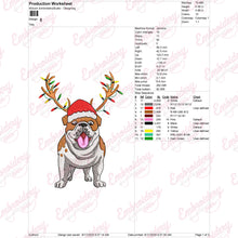 Christmas English Bulldog Reindeer Dog Embroidery Design