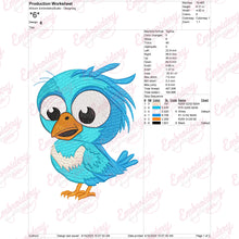 Cute Blue Cartoon Bird Embroidery Design