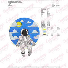 Astronaut Sitting in Space Embroidery Design