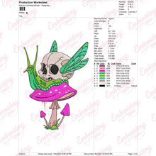 Skull Snail On Mushroom Embroidery Design