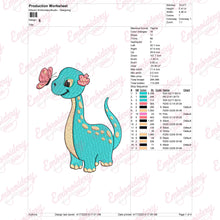 Dinosaur with Butterfly Embroidery Design