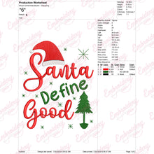 Santa Define Good Christmas Quote Embroidery Design